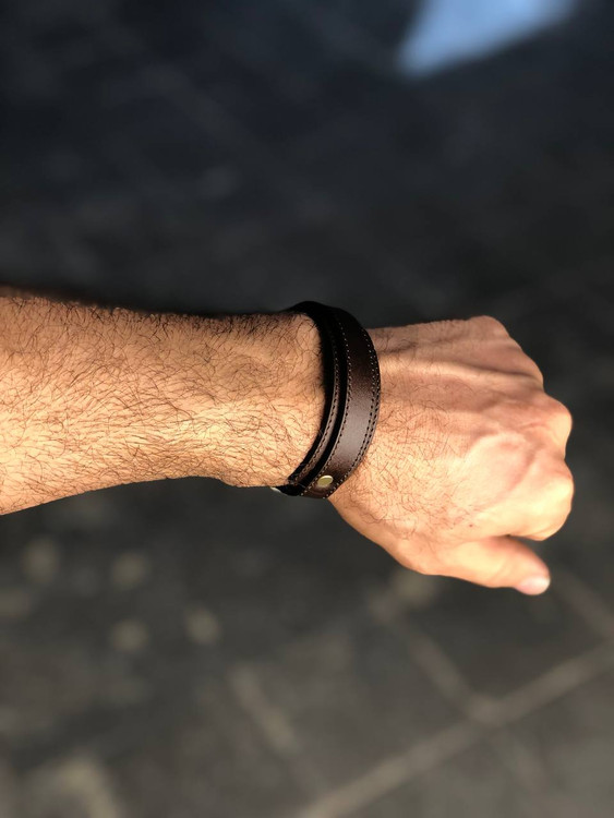 دستبند چرمی قهوه ای