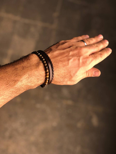 دستبند چرمی قهوه ای