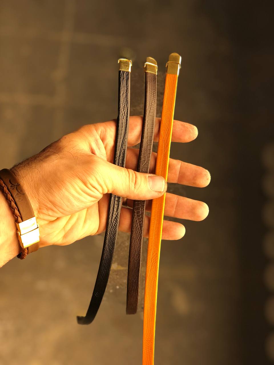 دستبند چرمی مشکی