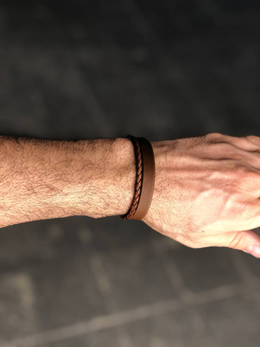 دستبند چرمی قهوه ای