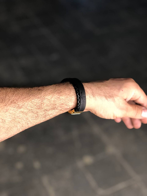 دستبند چرمی مشکی